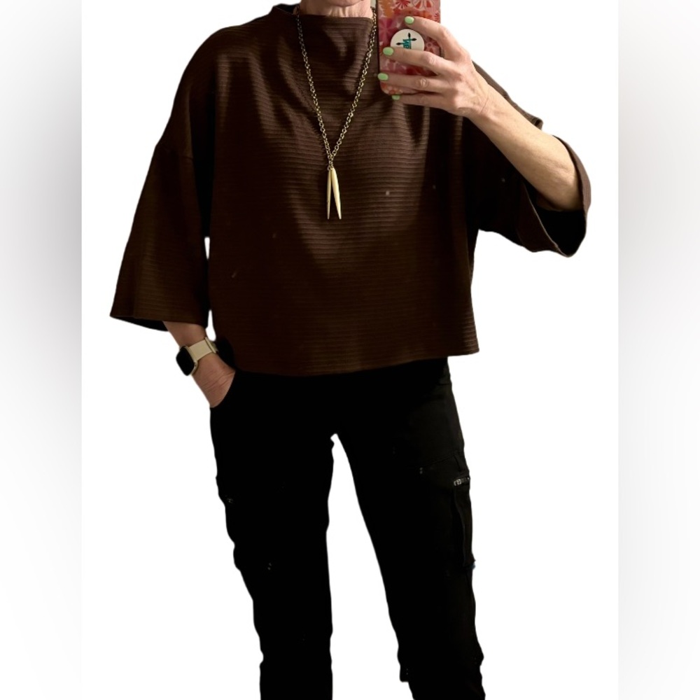 Boutique Brand Brown Ribbed Knit Tunic size S